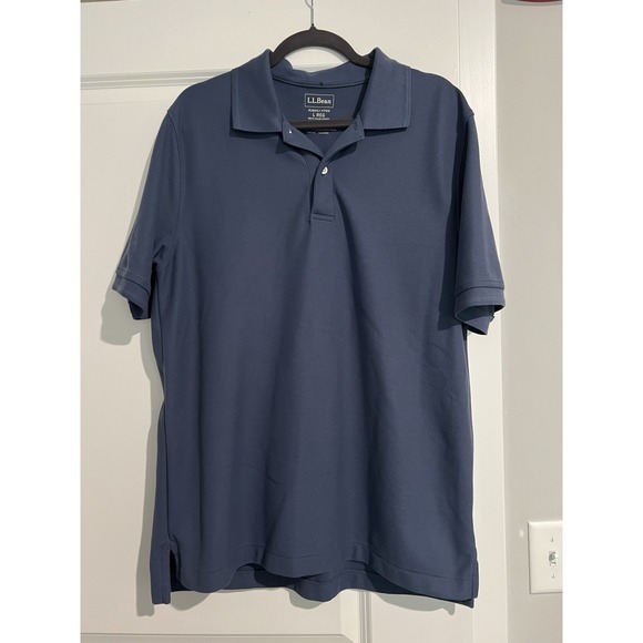 L.L. Bean Other - LL Bean Polo Short Sleeve Shirt Navy Blue 100%‎ Cotton Mens Large (L)